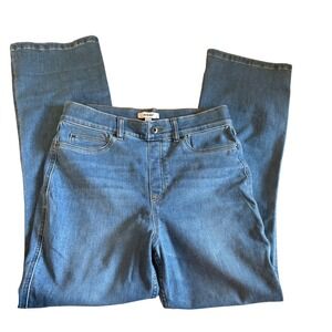 SPANX Wide Leg Pull On Jeans Size Large Light Wash